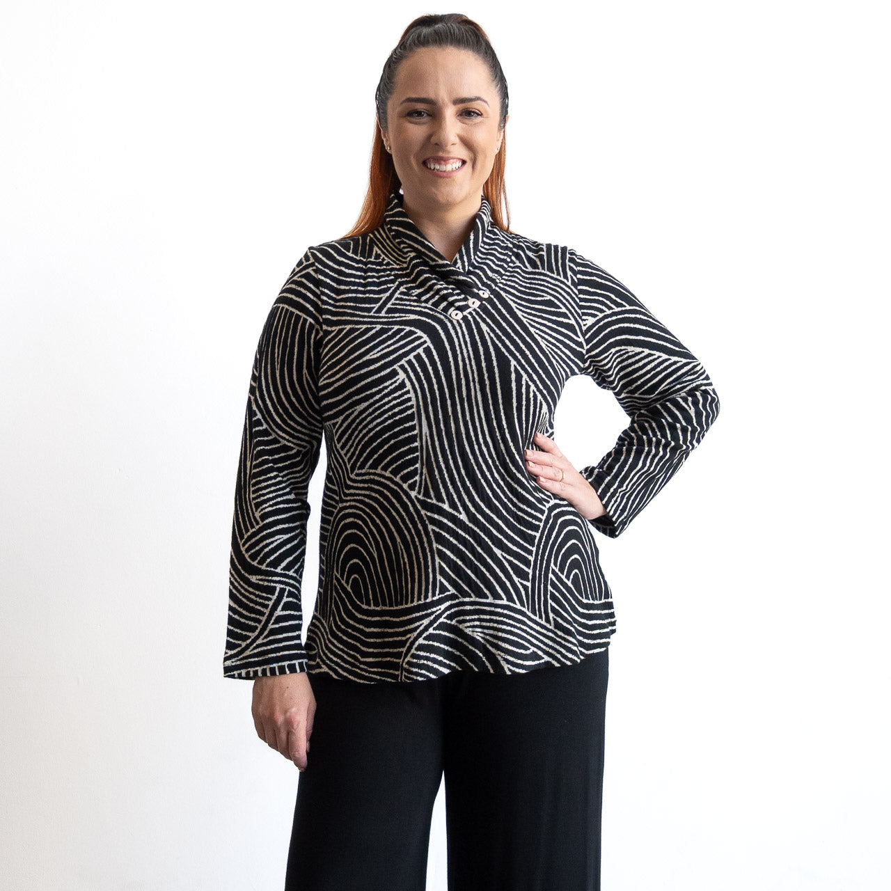 Jersey Knit Cowl Top by Orientique - Benin - 62790