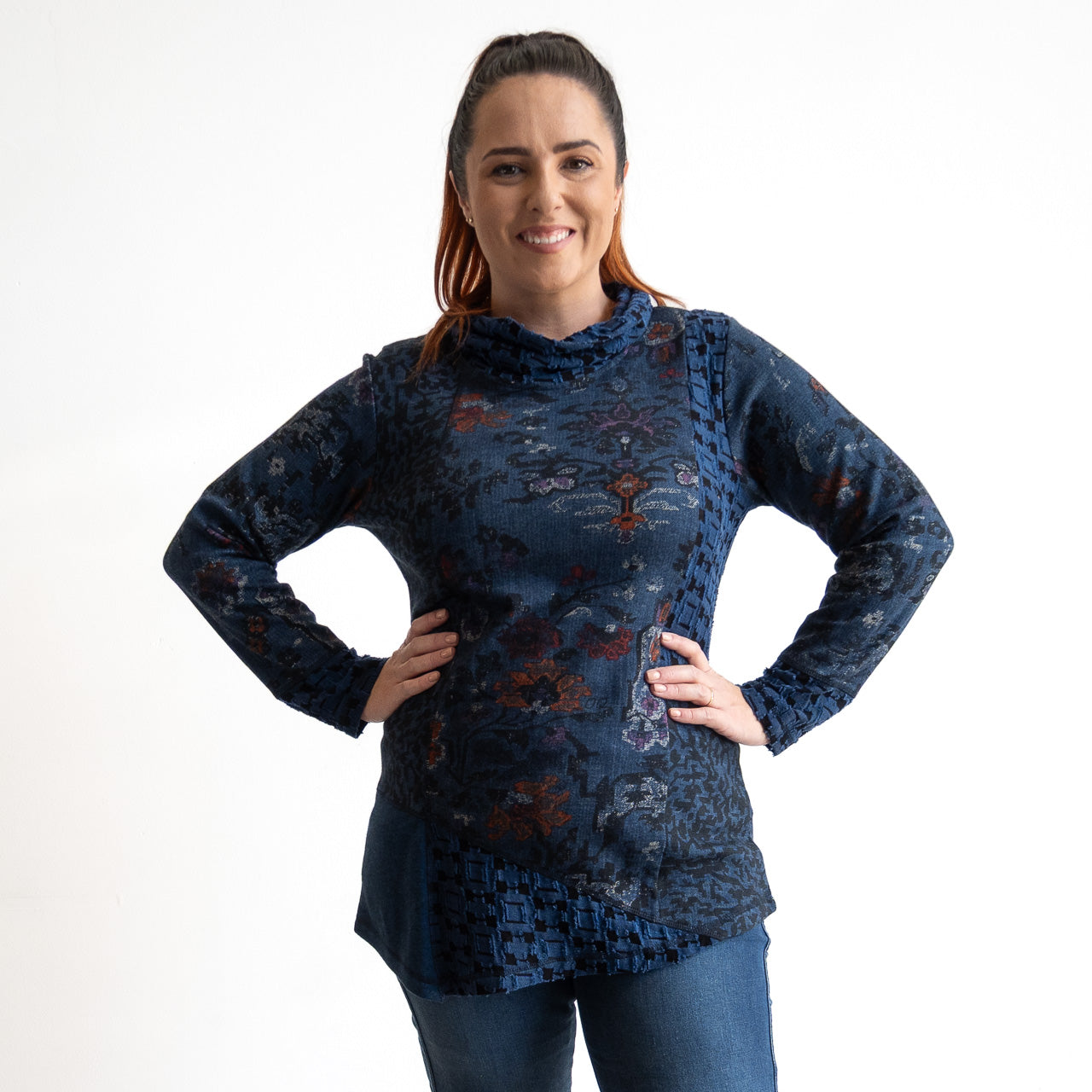 Jersey Knit Cowl Tunic by Orientique - Tabriz - 23113