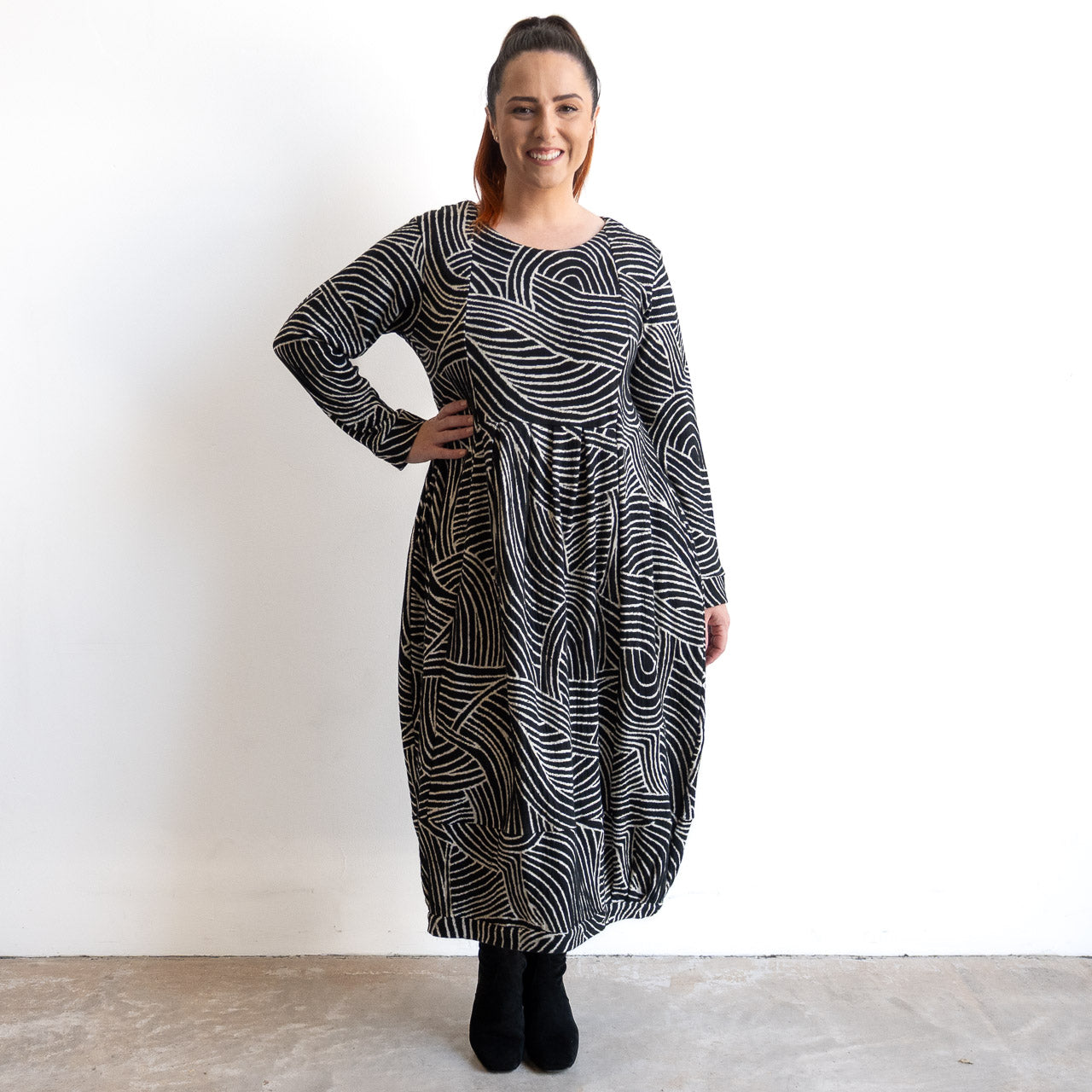 Jersey Knit Pleat Midi Dress by Orientique - Benin - 61777