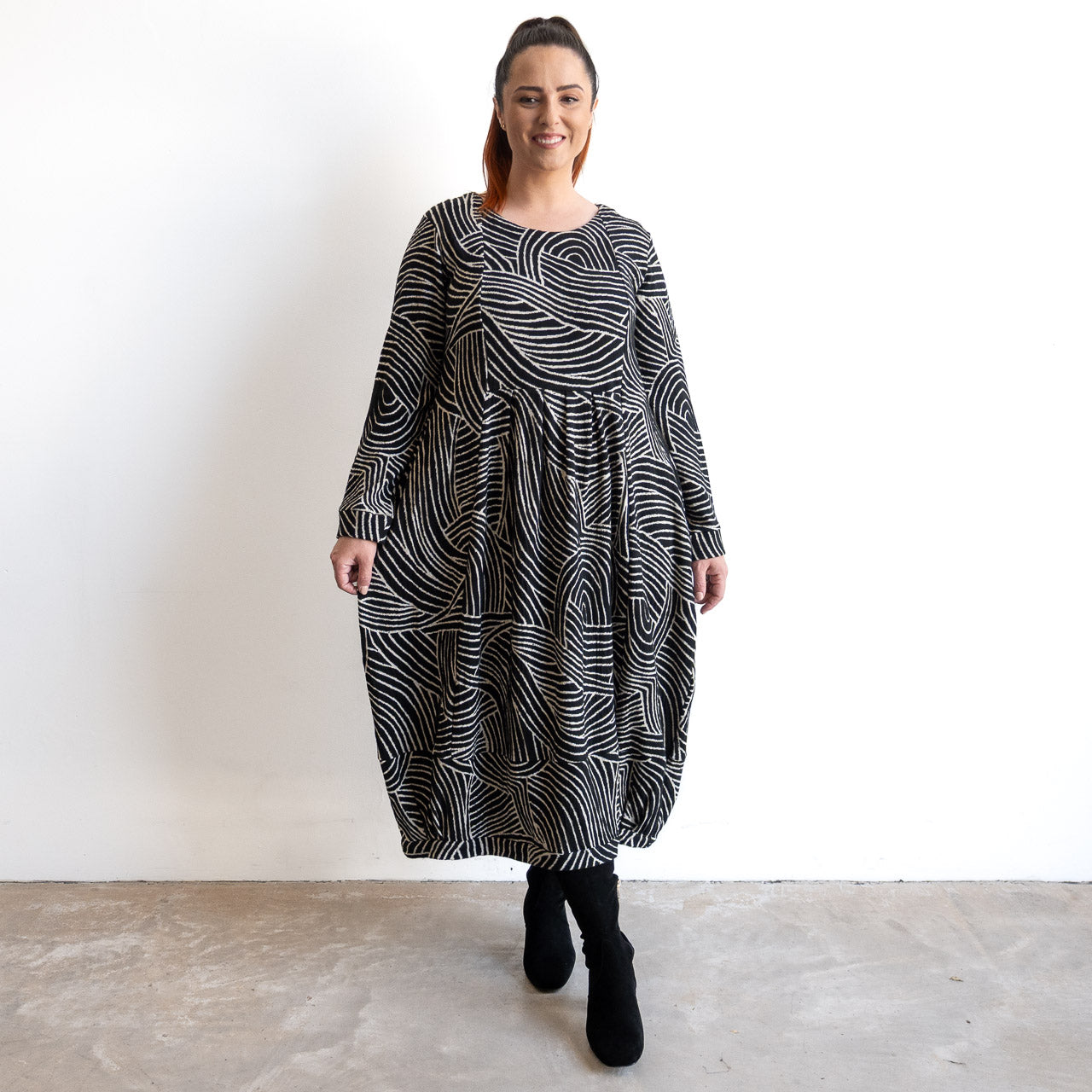 Jersey Knit Pleat Midi Dress by Orientique - Benin - 61777