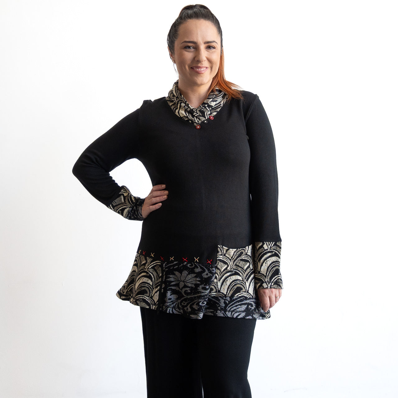 Jersey Knit V-Neck Tunic by Orientique - Giza - 23110