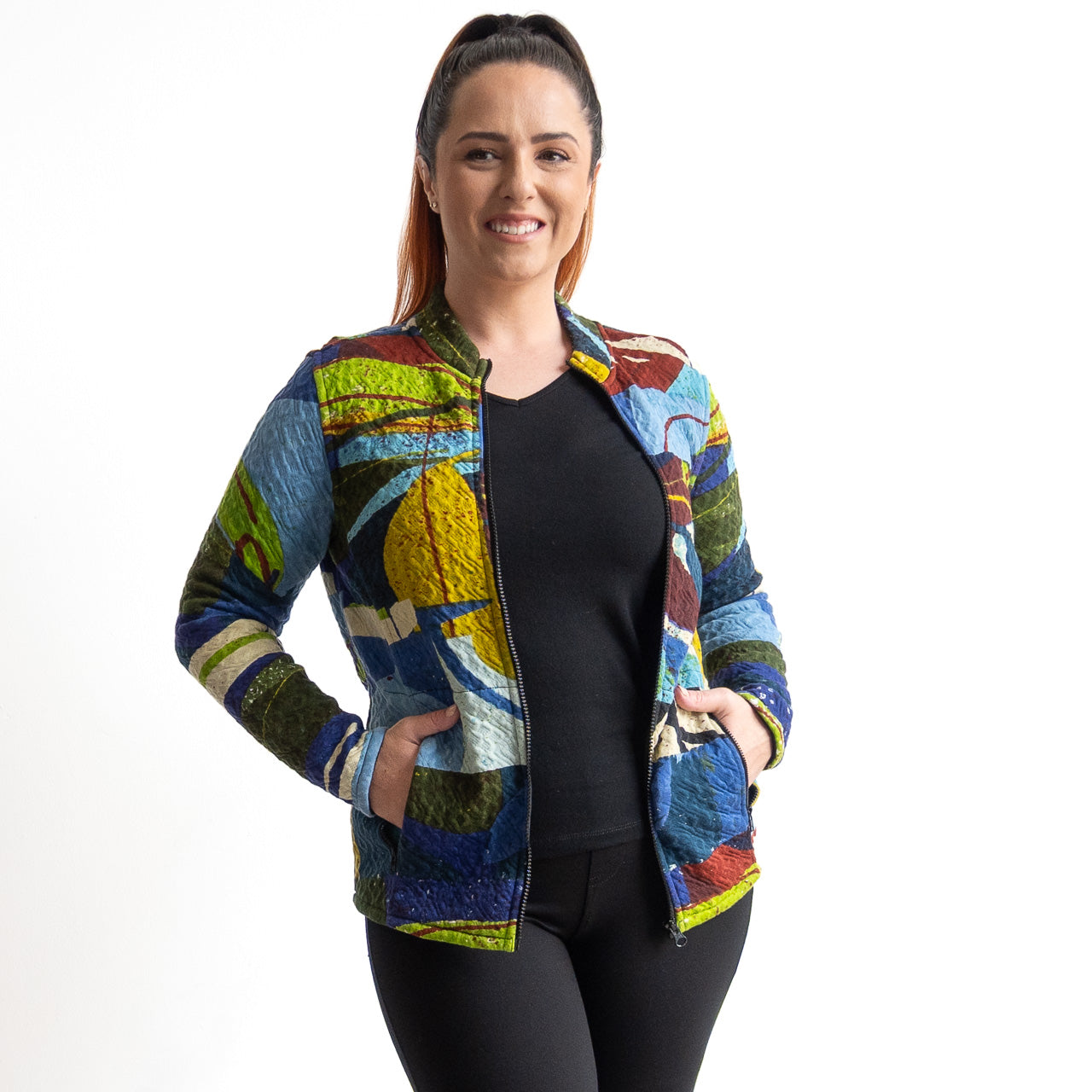Jersey Matelasse Cardi-Coat by Orientique - Abstract - 23147