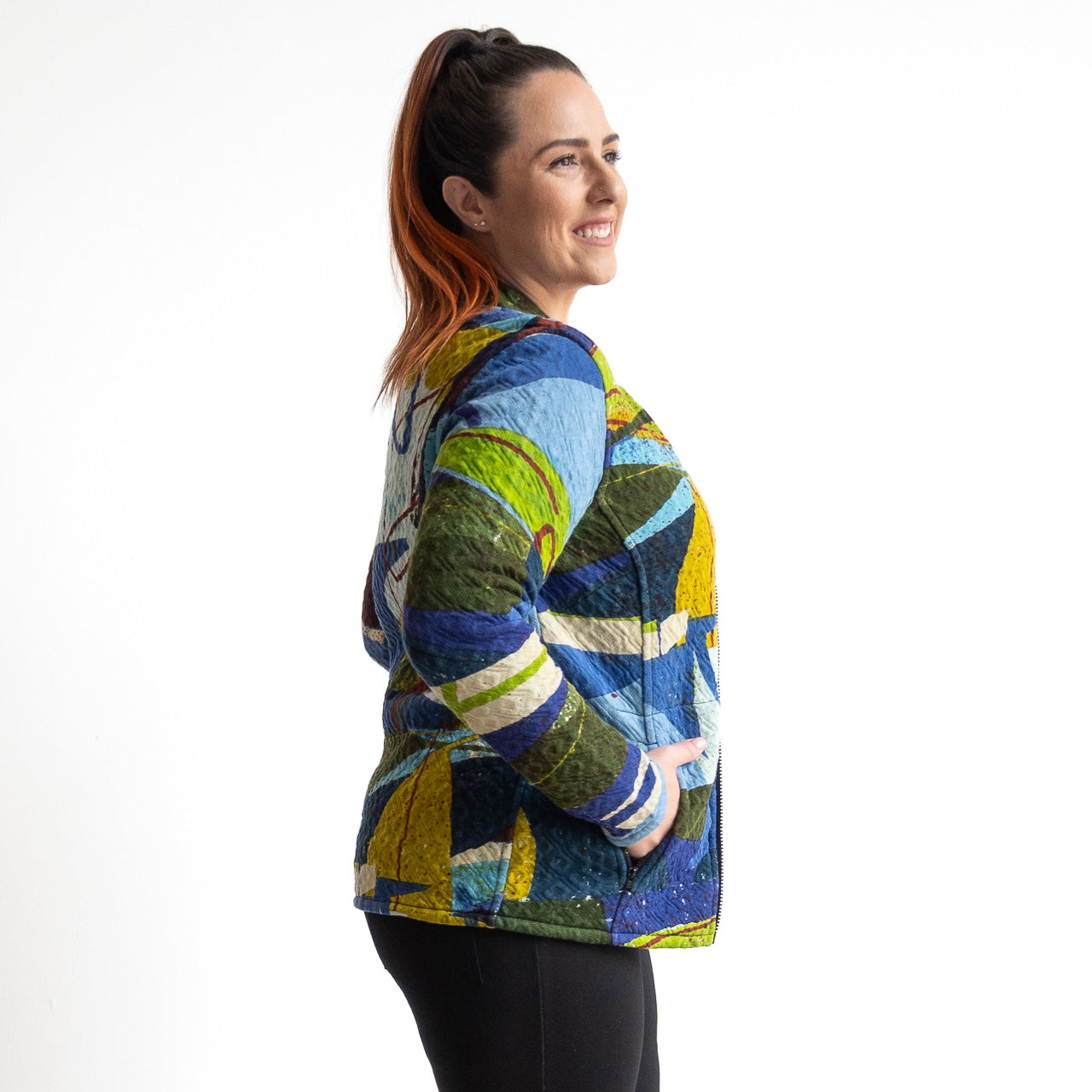 Jersey Matelasse Cardi-Coat by Orientique - Abstract - 23147