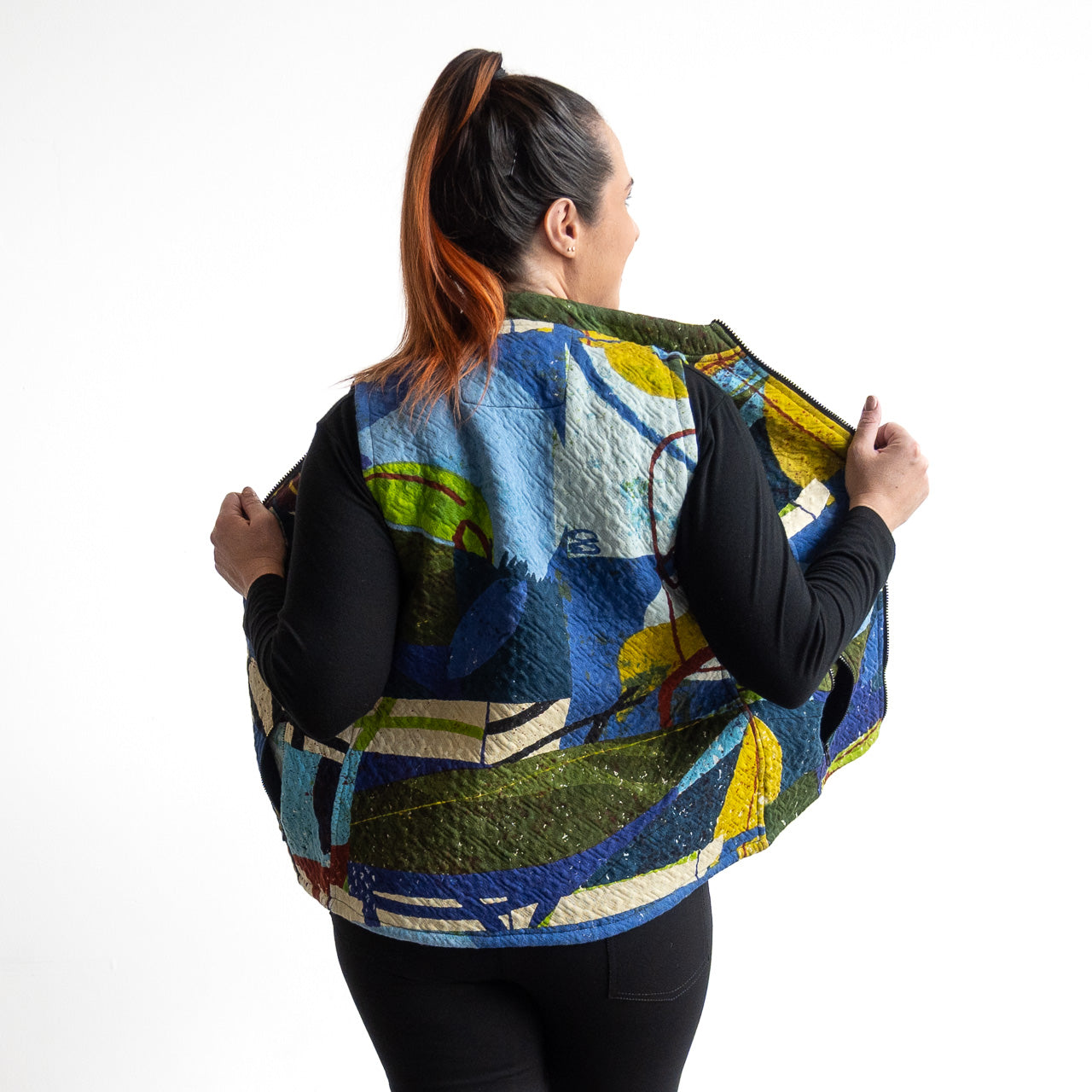 Jersey Matelasse Zip Vest by Orientique - Abstract - 23146