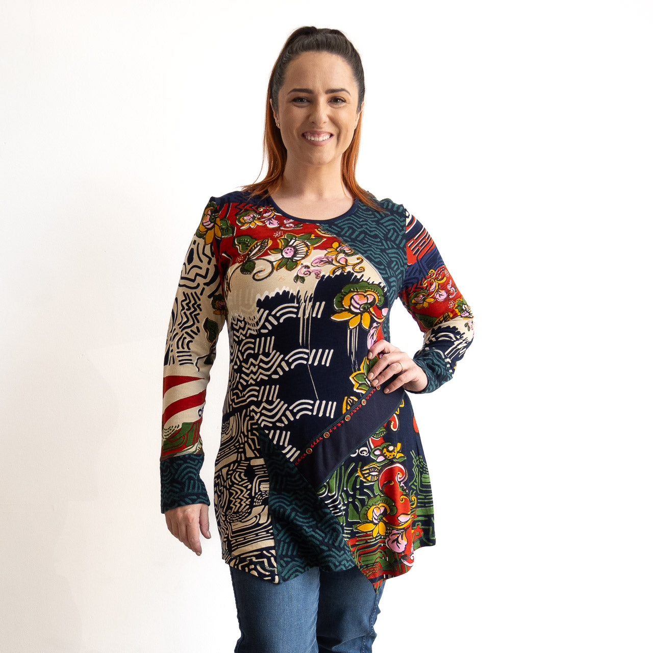 Jersey Panel Tunic by Orientique Australia - Zapotec - 32479