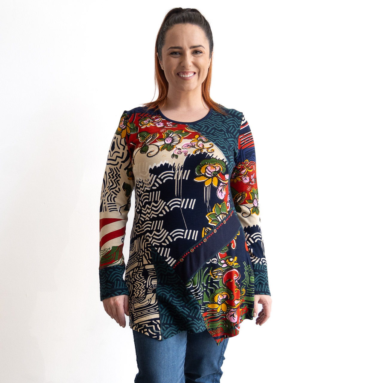 Jersey Panel Tunic by Orientique Australia - Zapotec - 32479