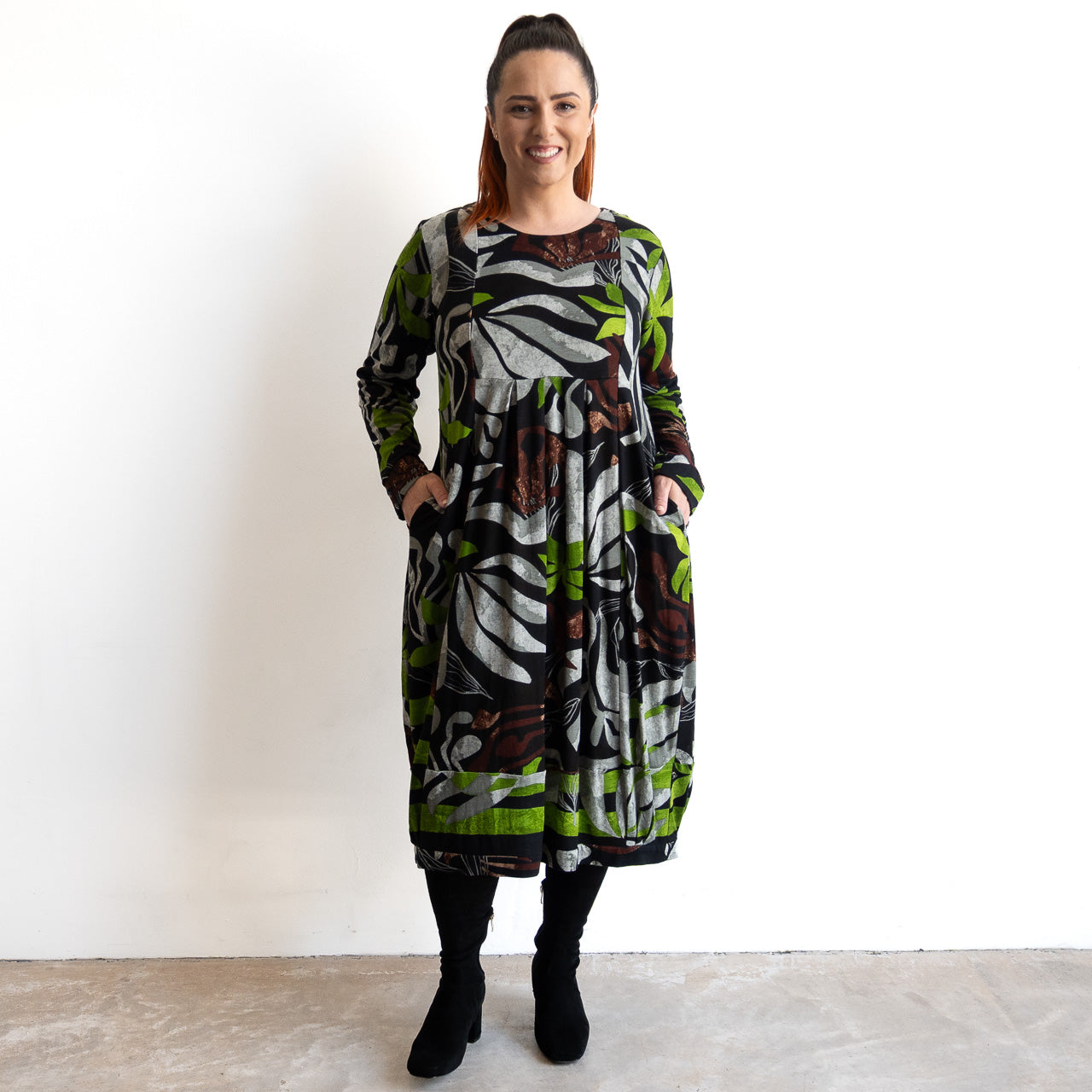 Jersey Pleat Midi Dress by Orientique - Castelo Branco - 31058