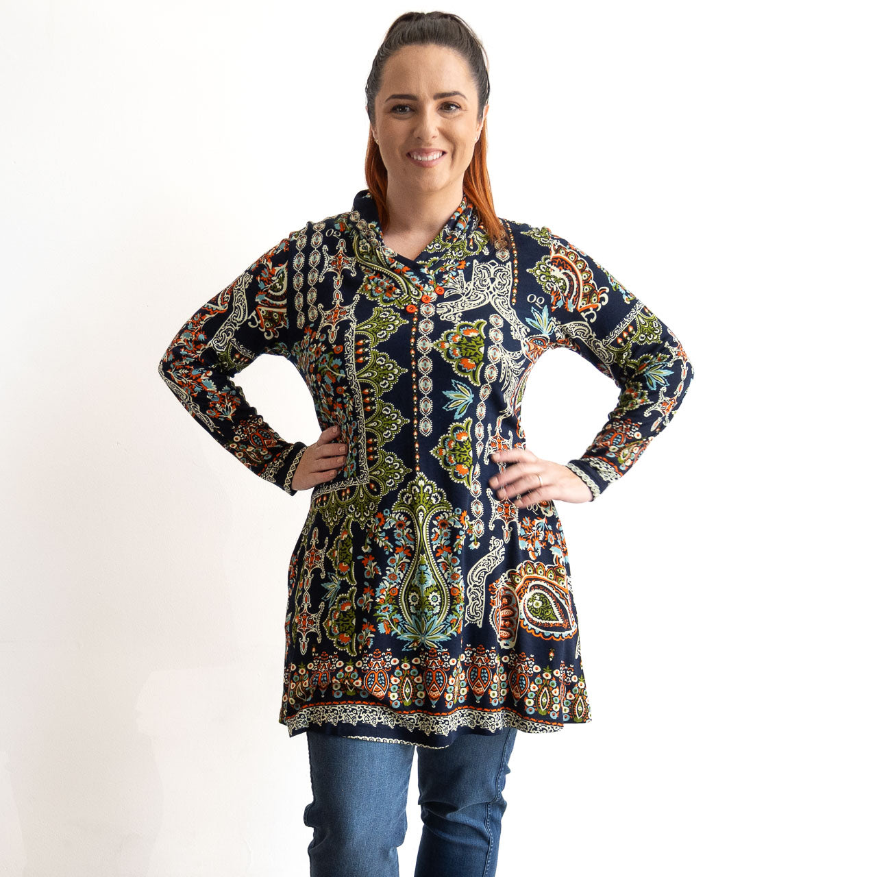Jersey V-neck Tunic by Orientique Australia - Kumbalgharh - 32470