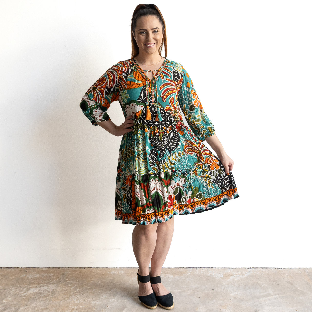 Journey Tunic Smock Dress by Orientique Australia - Guaratiba - 61749