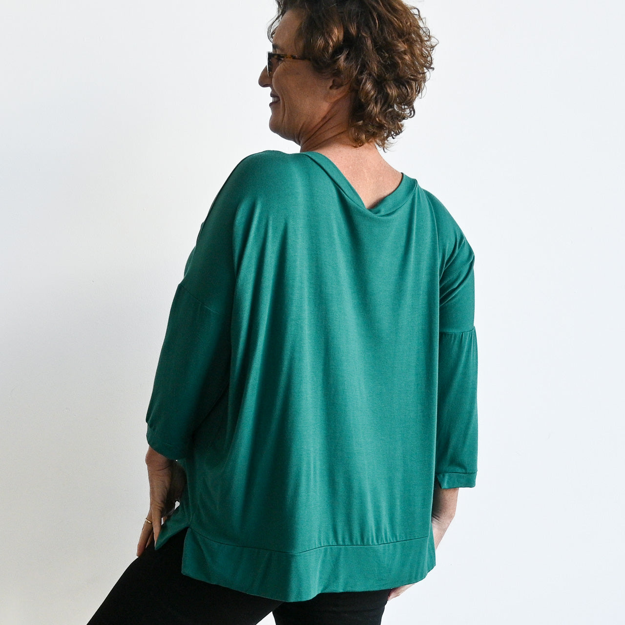 Just Wow Boat Neck Top in Bamboo by KOBOMO -  KOBOMO