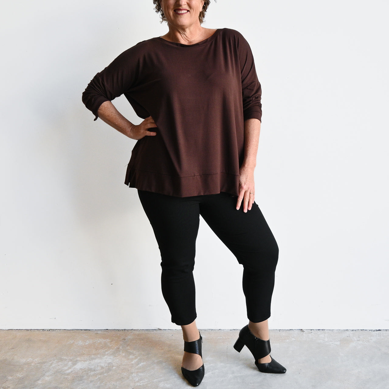 Just Wow Boat Neck Top in Bamboo by KOBOMO -  KOBOMO