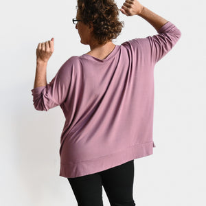 Just Wow Boat Neck Top in Bamboo by KOBOMO - HeatherPinkXXL-Size18to22 KOBOMO