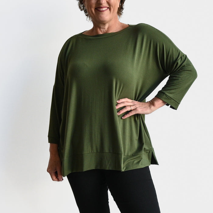 Just Wow Boat Neck Top in Bamboo by KOBOMO