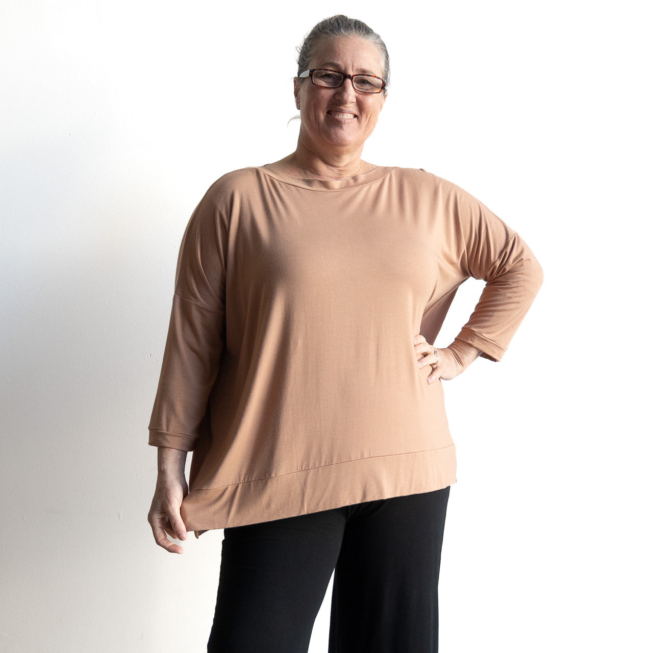 Just Wow Boat Neck Top in Bamboo by KOBOMO