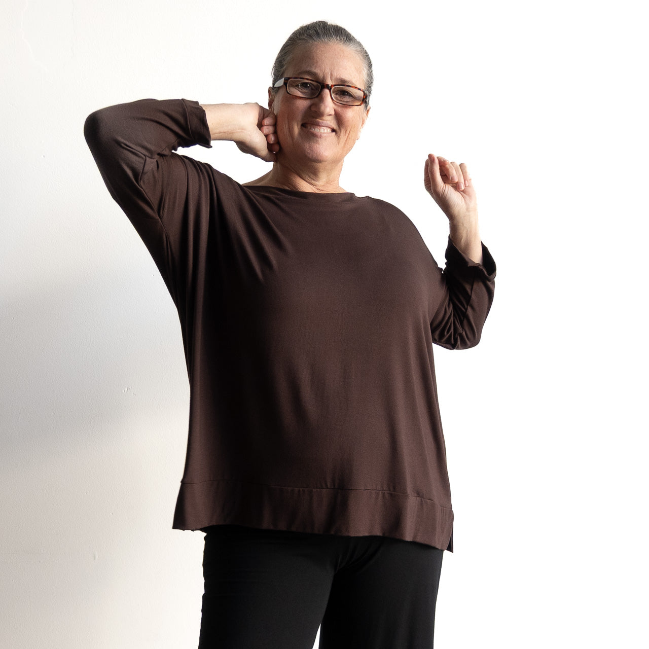Just Wow Boat Neck Top in Bamboo by KOBOMO