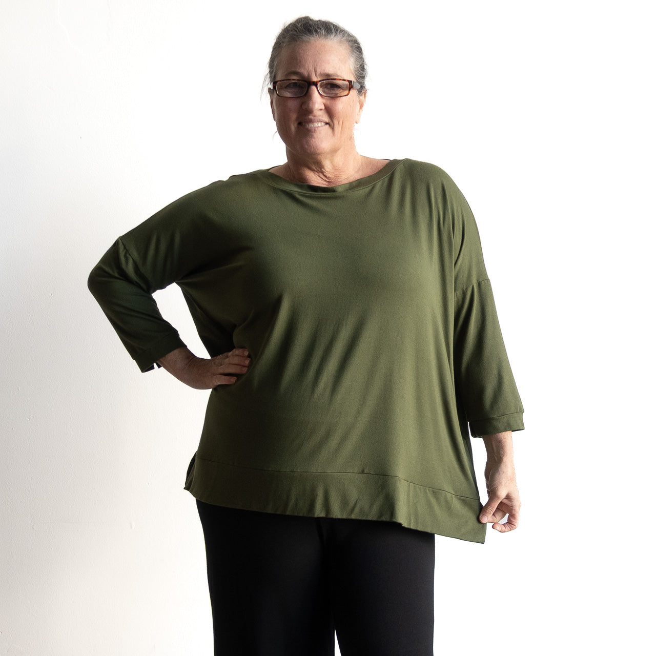 Just Wow Boat Neck Top in Bamboo by KOBOMO