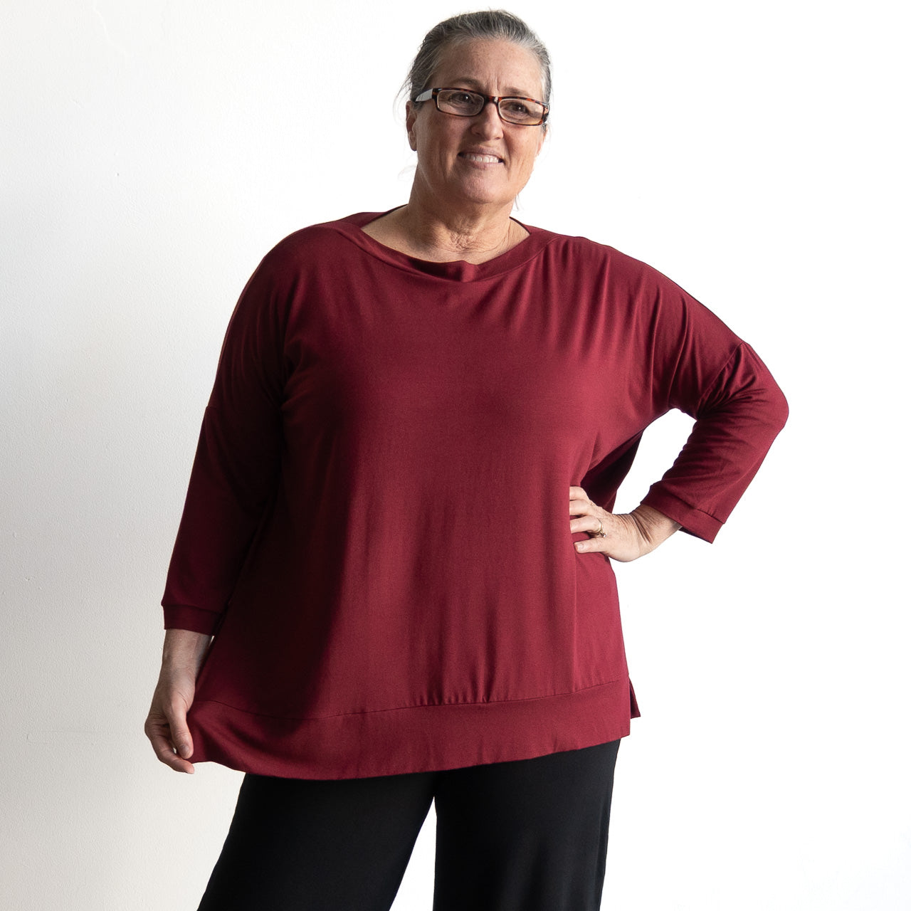 Just Wow Boat Neck Top in Bamboo by KOBOMO