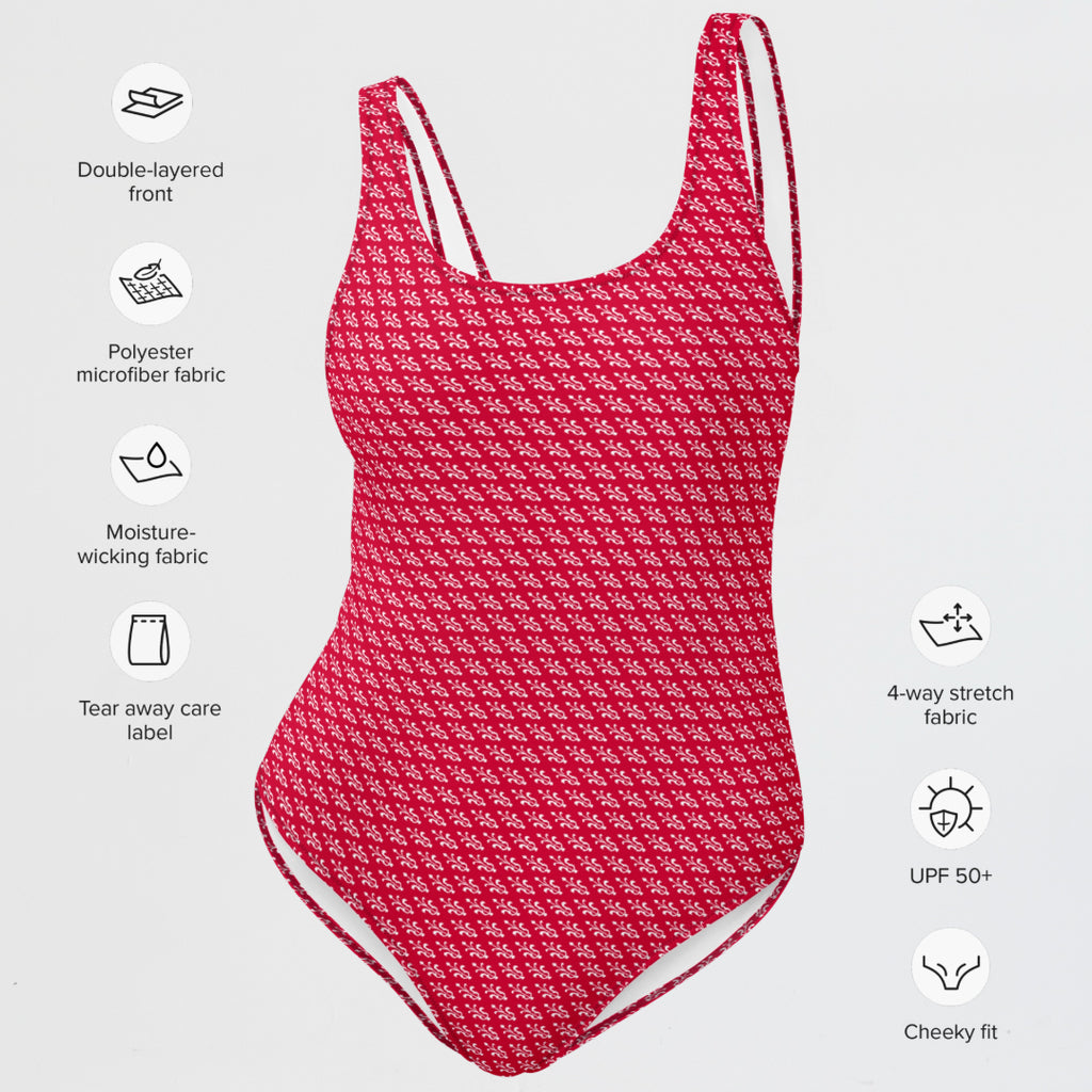 KOBOMO Fleur De Lis One-Piece Swimsuit - Crimson Red