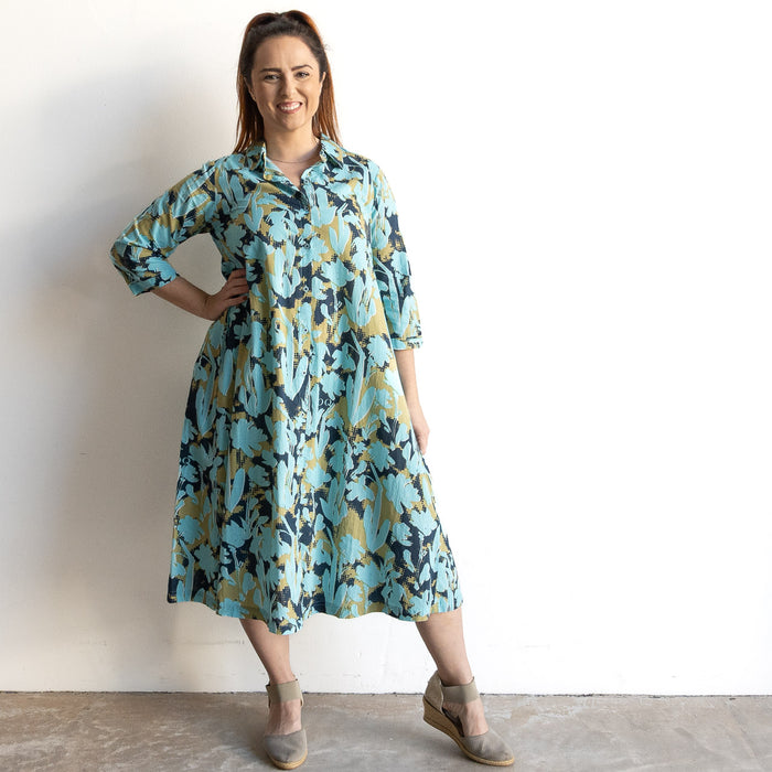 Resort Shirt Dress by Orientique Australia - Ikebana - 20135