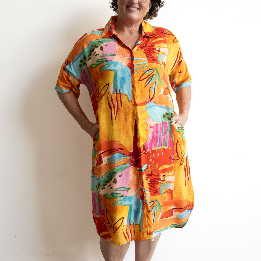 Kaftan Shirt Dress by Orientique Australia - Kiwayu - 30052