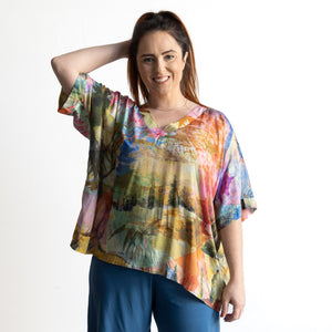 Silky Boxy Top by Orientique Australia - Scenic - 72567