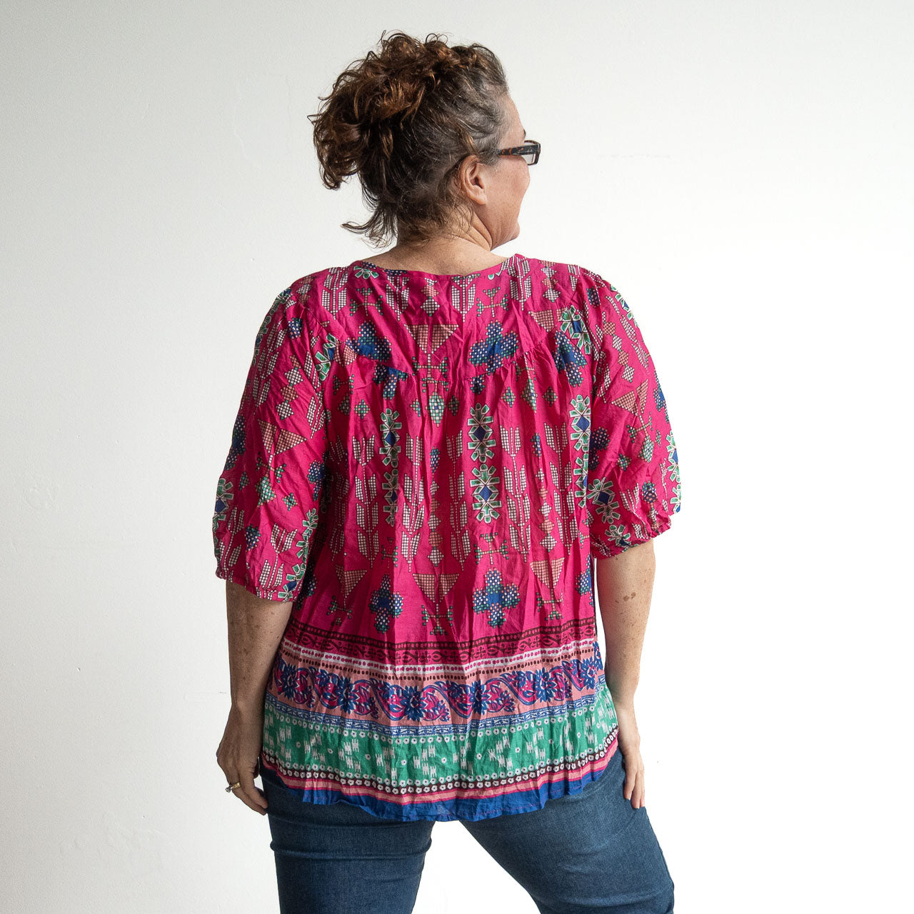 Keep It Light Cotton Blouse - Aztec Pink