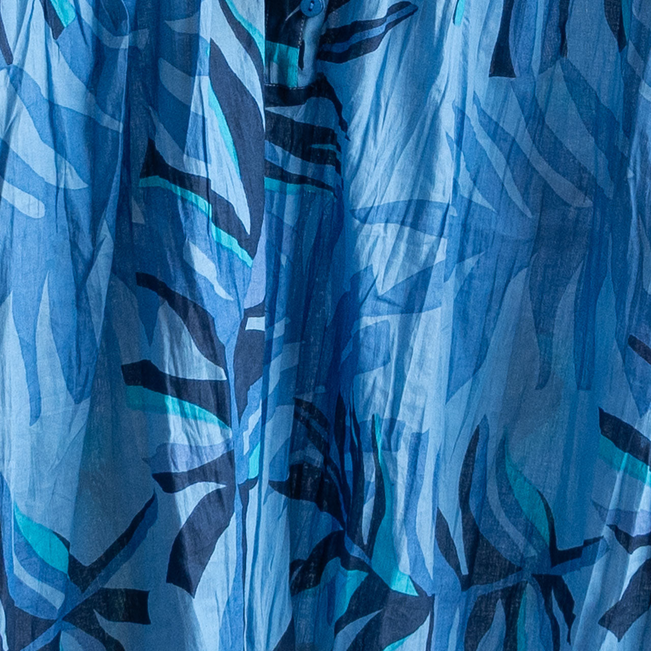 Keep It Light Cotton Blouse - Geo Leaves Blue