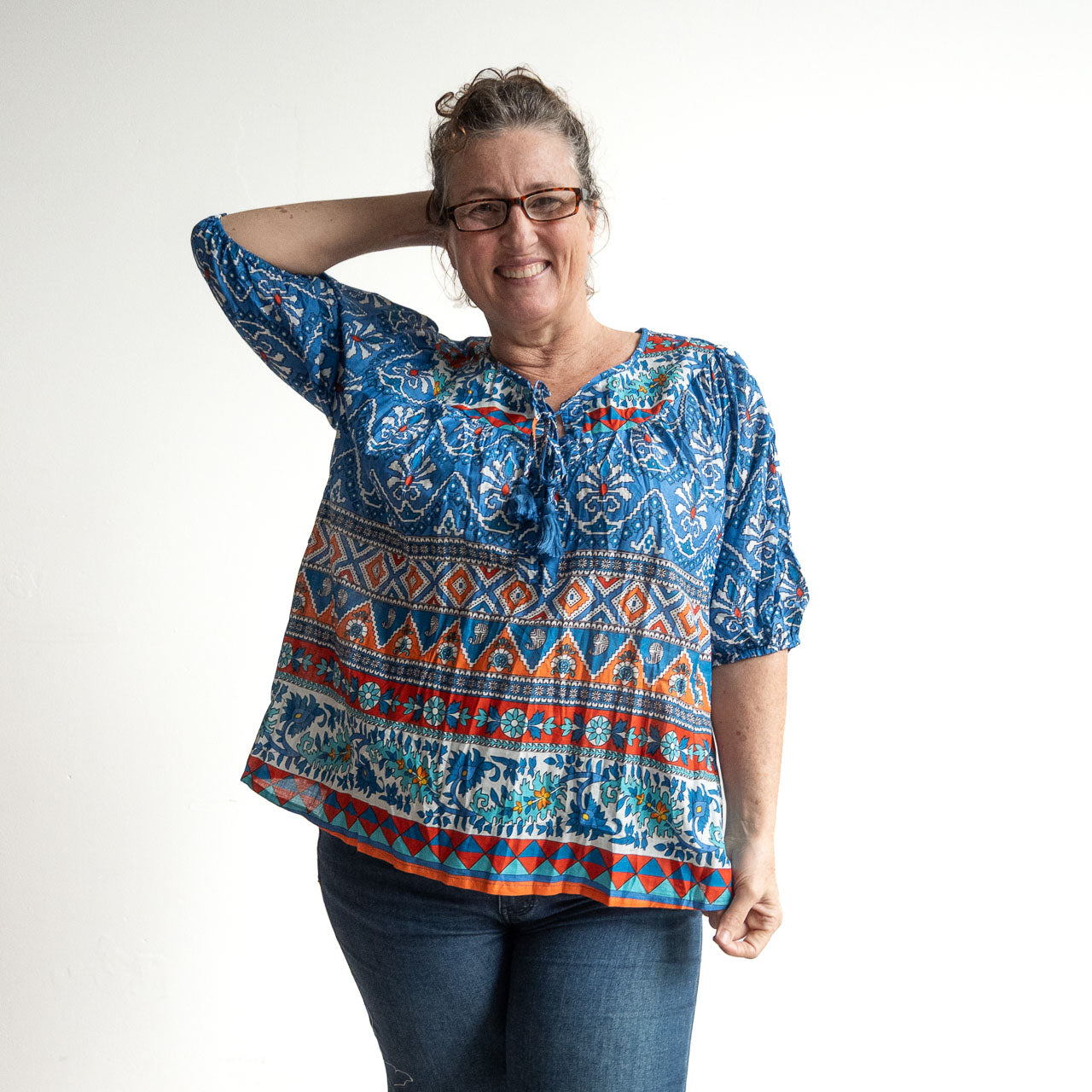 Keep It Light Cotton Blouse - Gujrat Blue