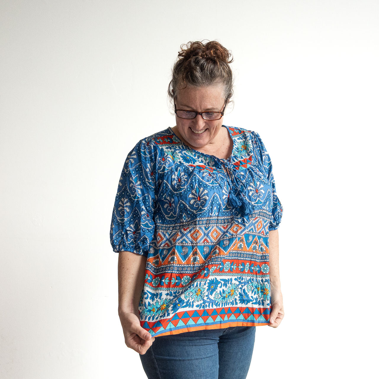 Keep It Light Cotton Blouse - Gujrat Blue