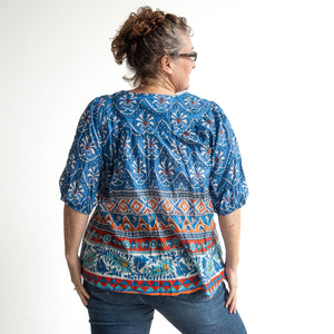 Keep It Light Cotton Blouse - Gujrat Blue