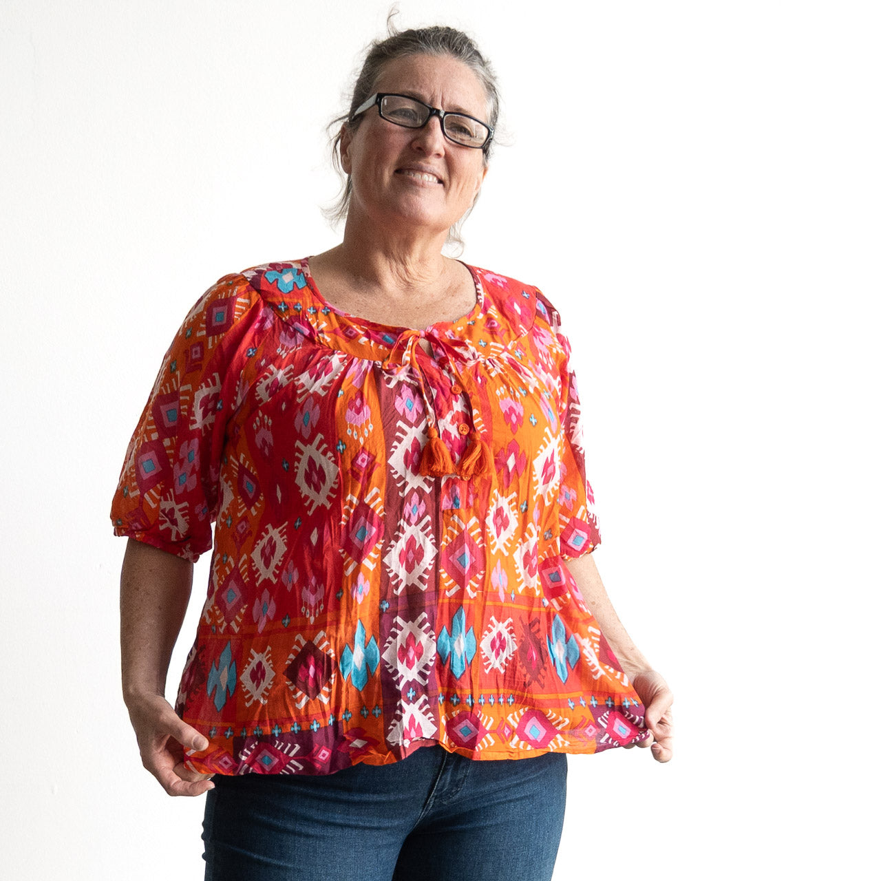 Keep It Light Cotton Blouse - Persian Border