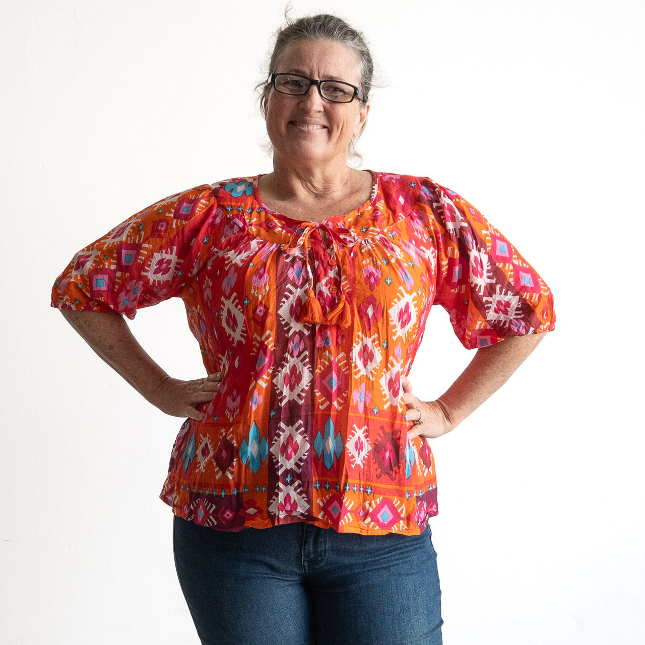 Keep It Light Cotton Blouse - Persian Border