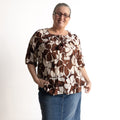 Keep It Light Cotton Blouse - Chocolate Flower