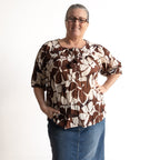 Keep It Light Cotton Blouse - Chocolate Flower