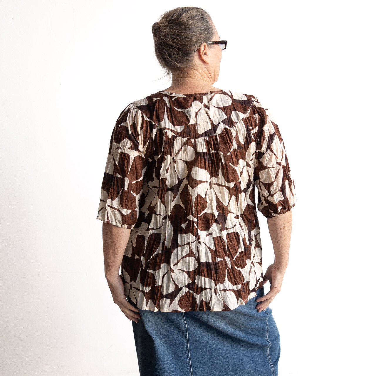 Keep It Light Cotton Blouse - Chocolate Flower