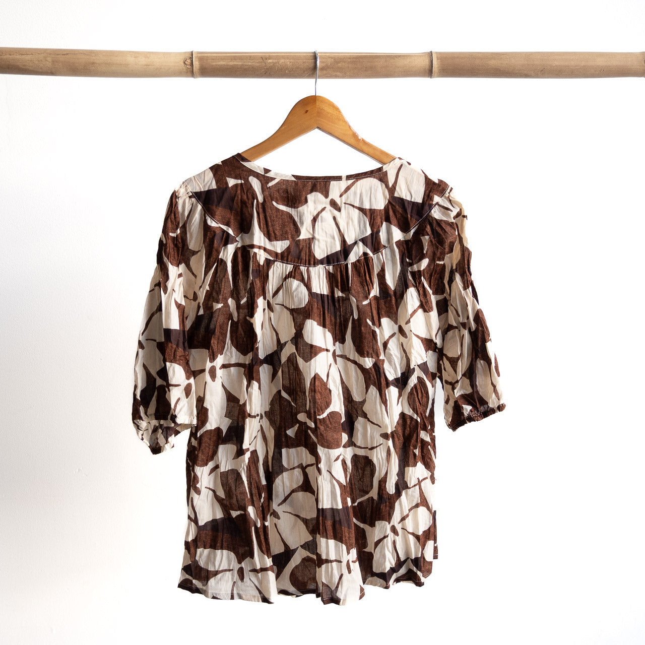 Keep It Light Cotton Blouse - Chocolate Flower