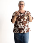 Keep It Light Cotton Blouse - Chocolate Flower