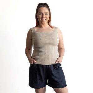 Cotton Rib Knit Tank Top - 1319