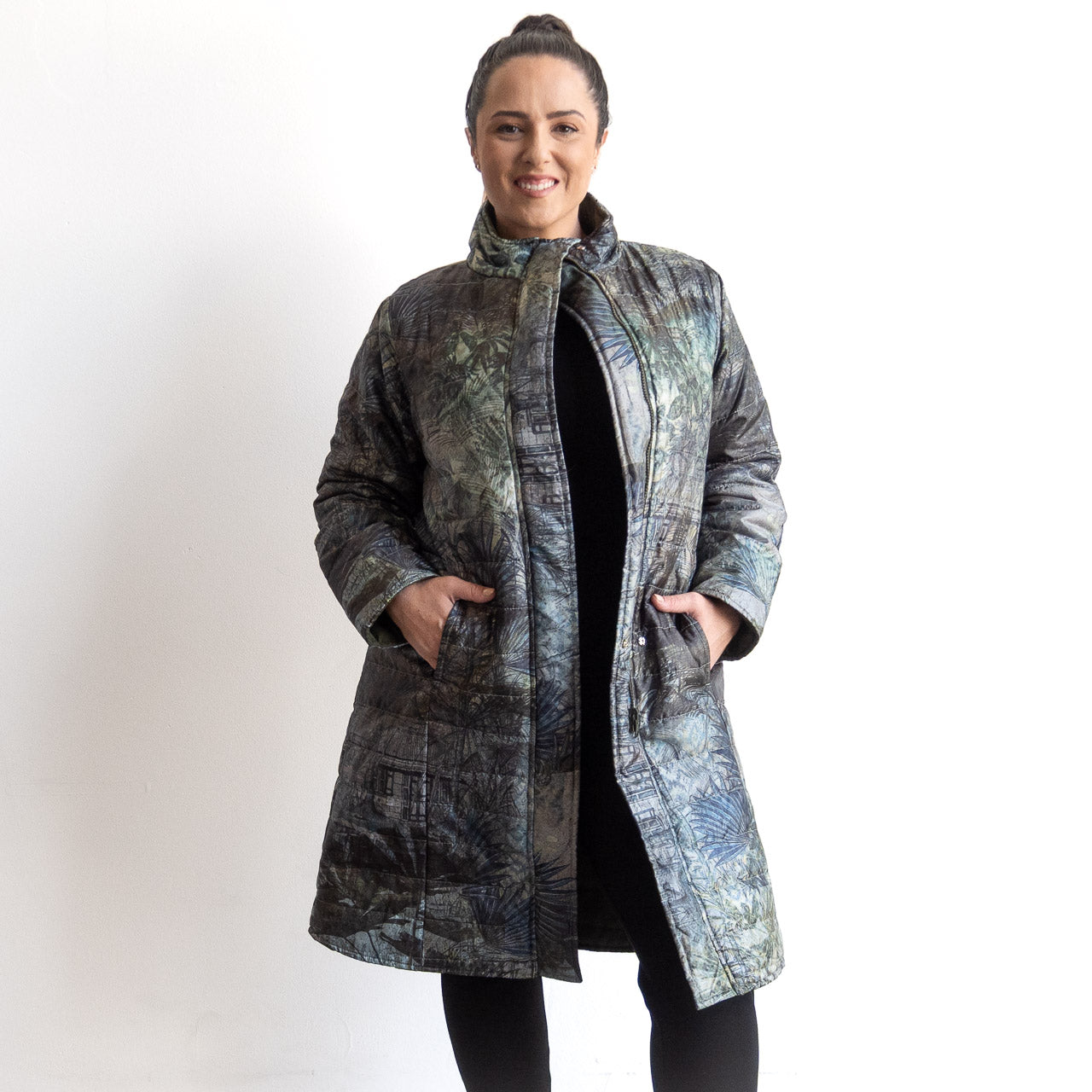 Like No Other Puffer Long Coat by Orientique - Tropical Jungle - 3353
