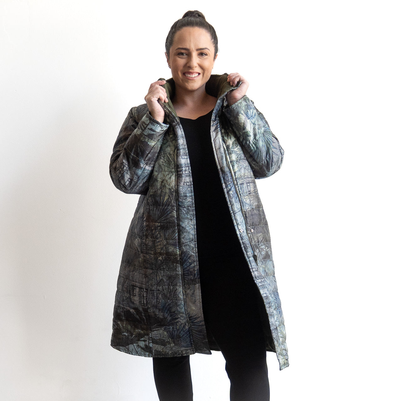 Like No Other Puffer Long Coat by Orientique - Tropical Jungle - 3353