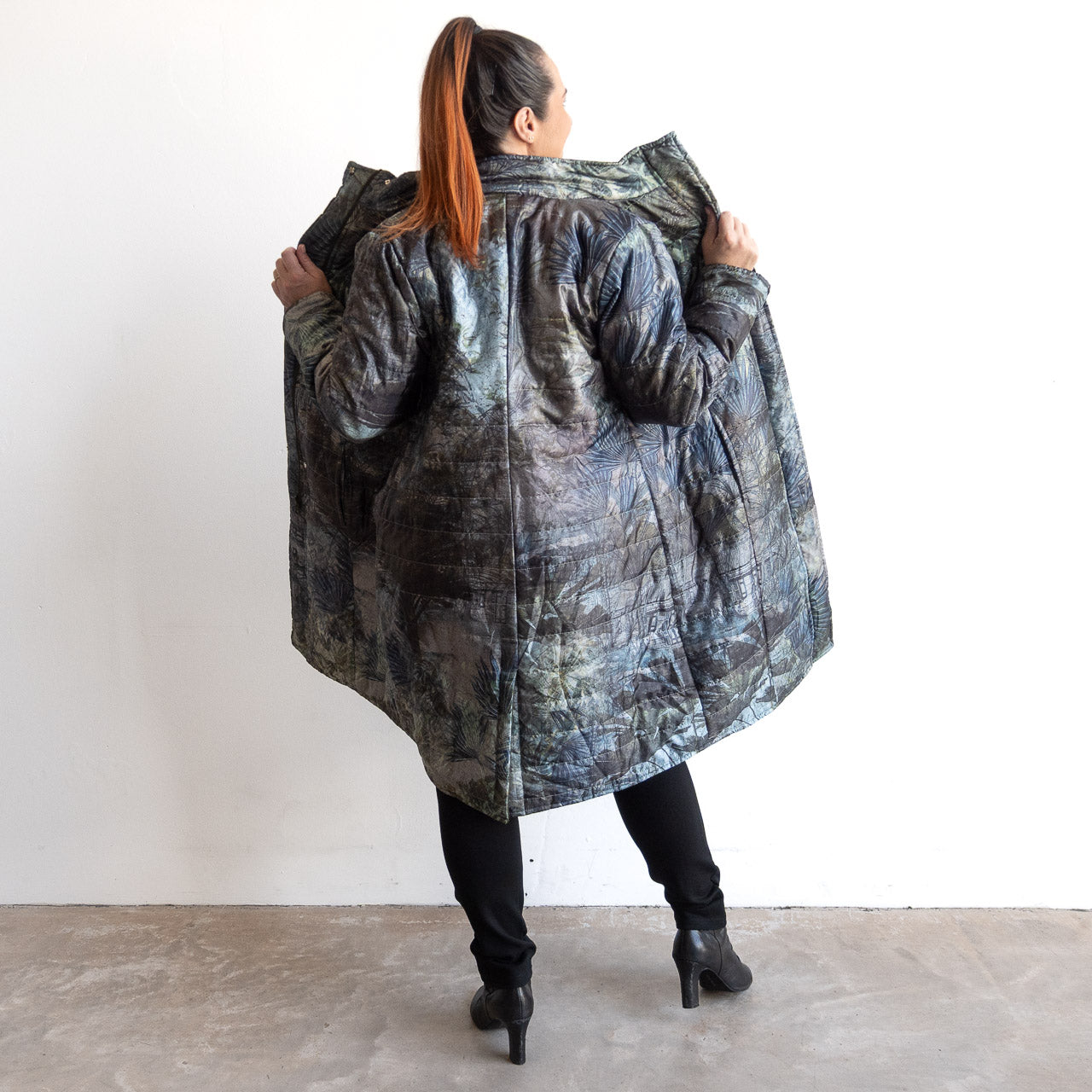 Like No Other Puffer Long Coat by Orientique - Tropical Jungle - 3353