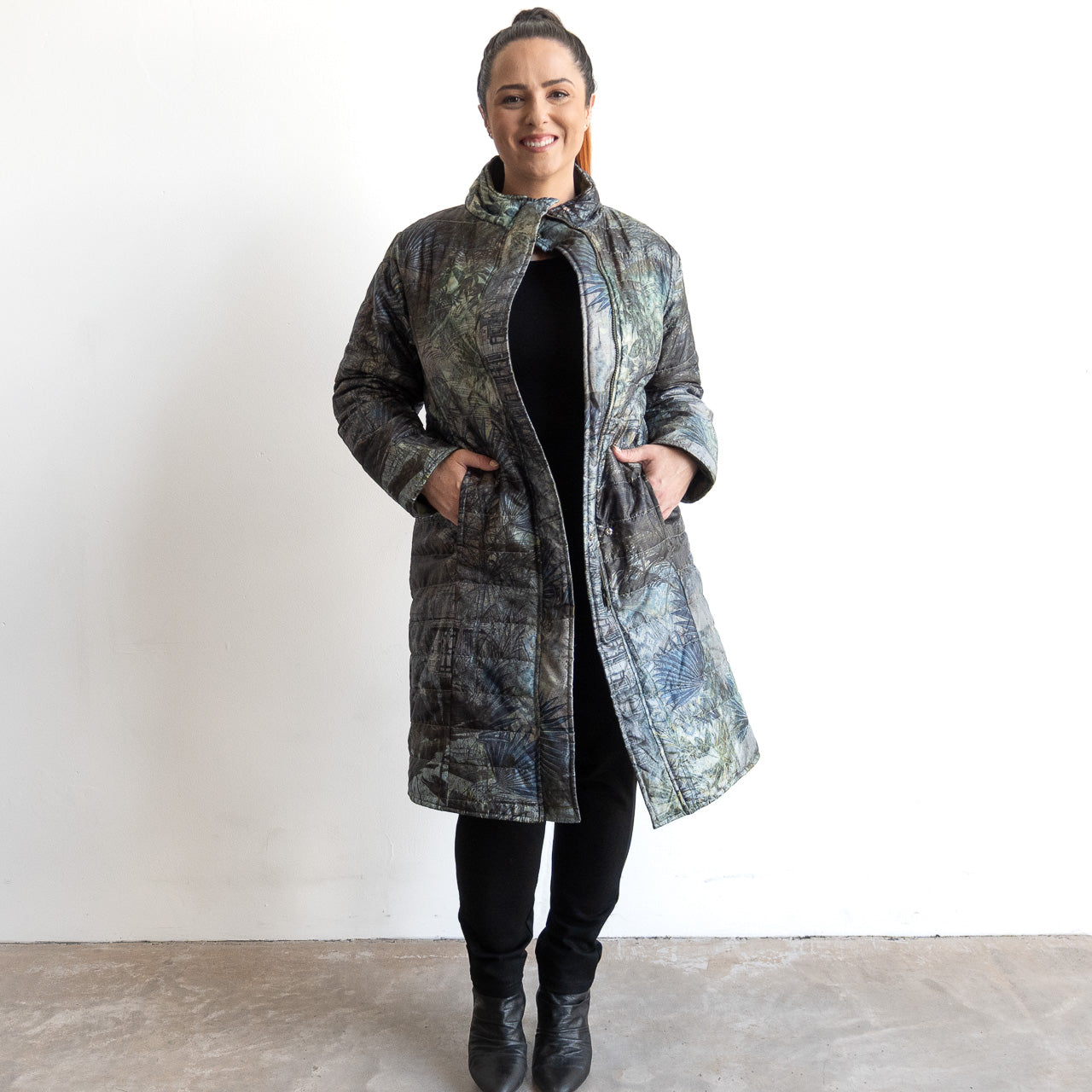 Like No Other Puffer Long Coat by Orientique - Tropical Jungle - 3353