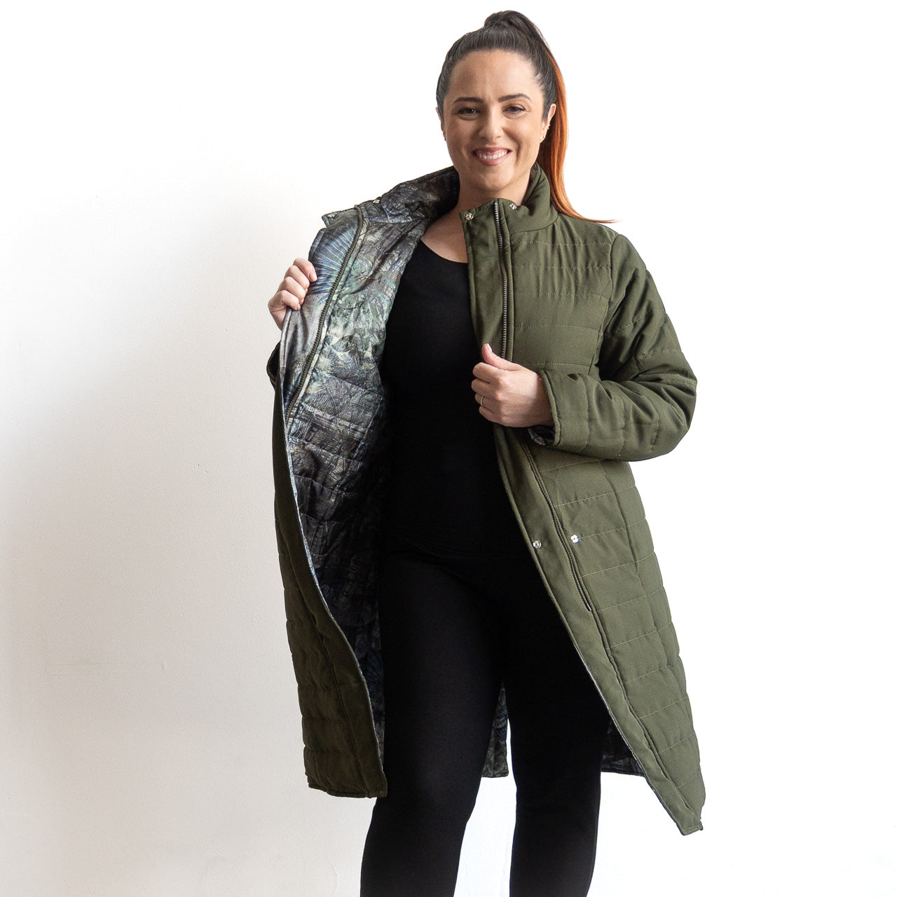 Like No Other Puffer Long Coat by Orientique - Tropical Jungle - 3353