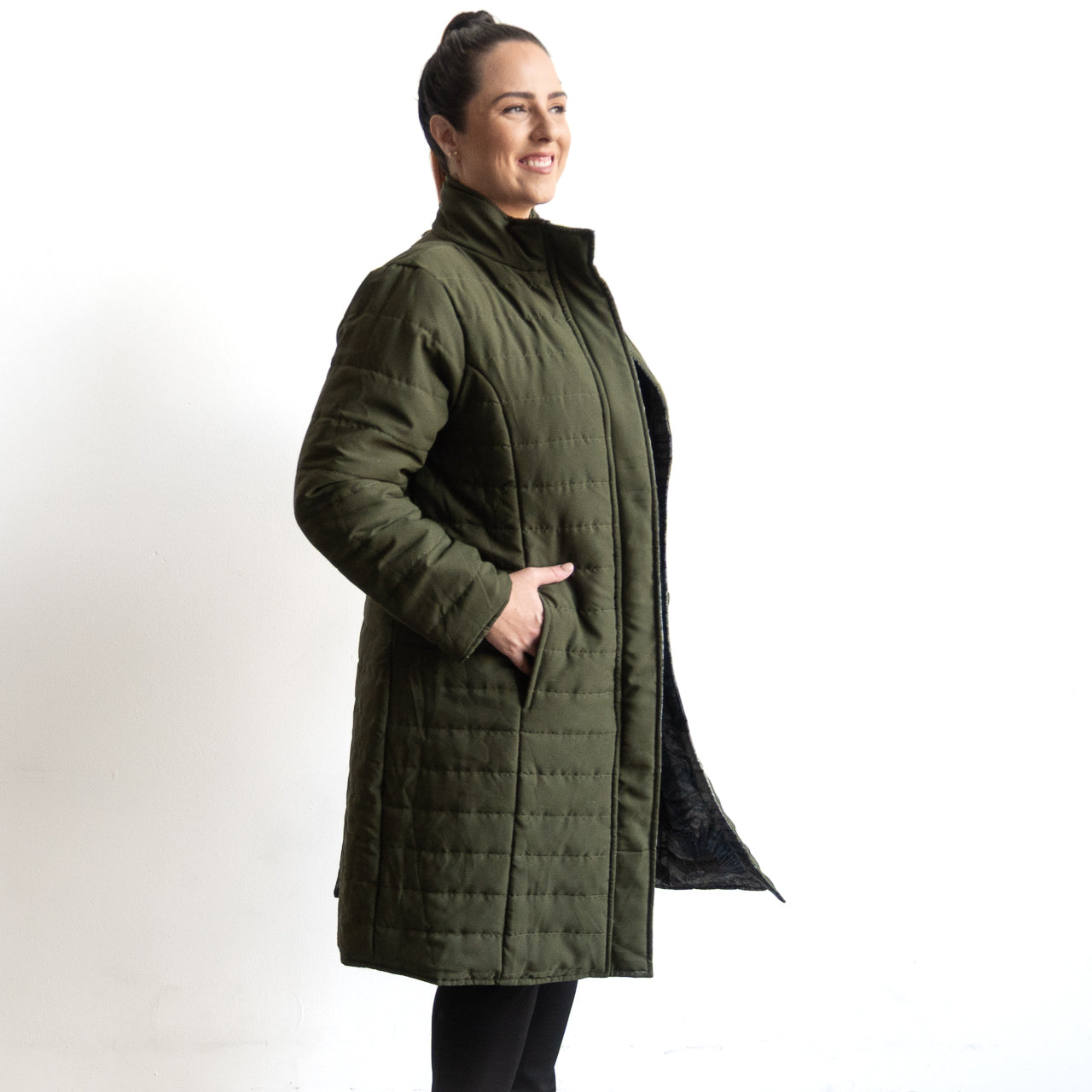 Like No Other Puffer Long Coat by Orientique - Tropical Jungle - 3353