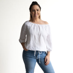 Linen Gather Blouse by Escape - 72551