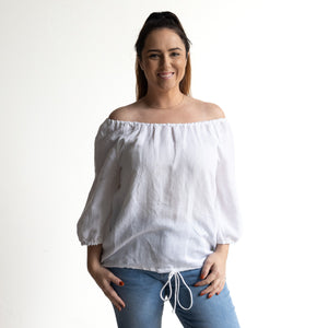 Linen Gather Blouse by Escape - 72551