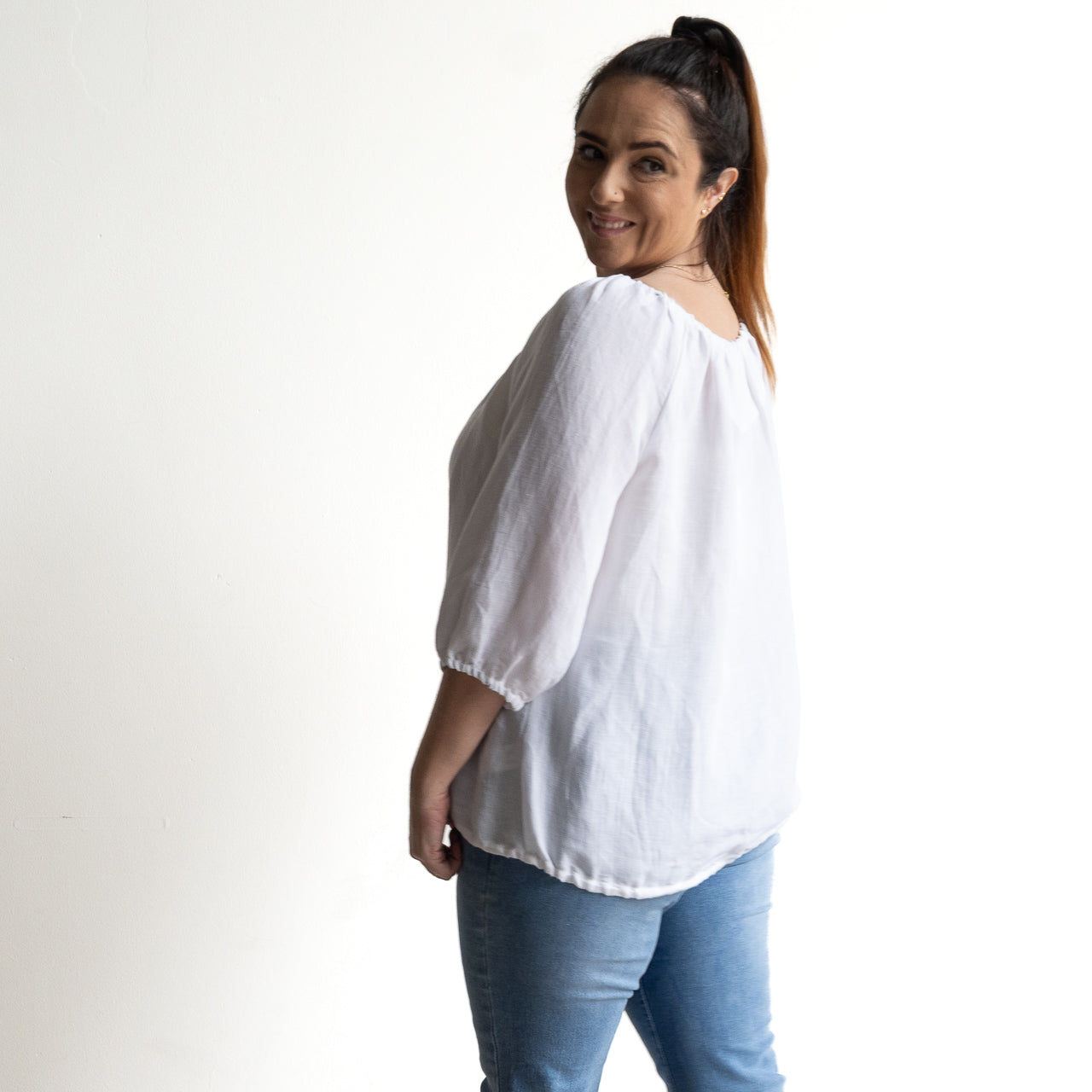 Linen Gather Blouse by Escape - 72551