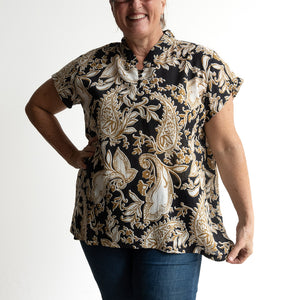 Loose Fit Cotton Tunic Top by KOBOMO - Paisley Nouveau