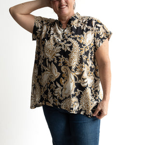 Loose Fit Cotton Tunic Top by KOBOMO - Paisley Nouveau