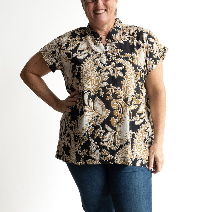 Loose Fit Cotton Tunic Top by KOBOMO - Paisley Nouveau